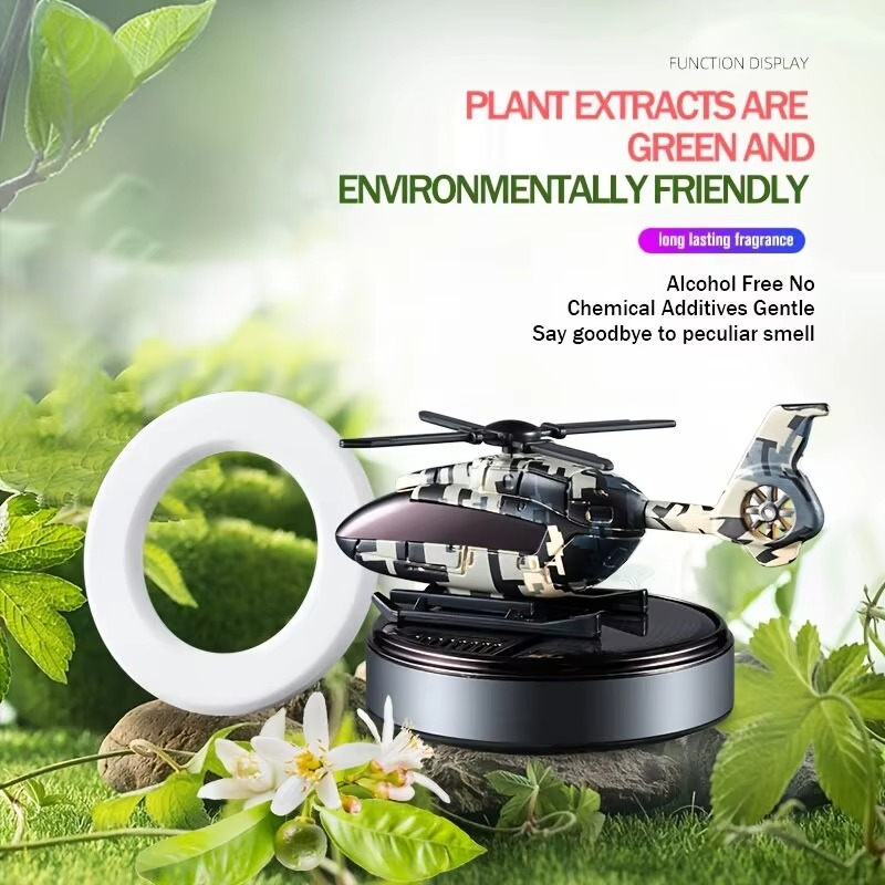 Solar Powered Helicopter Car Air Freshener – Rotating Propeller Perfume Diffuser & Interior Decoration