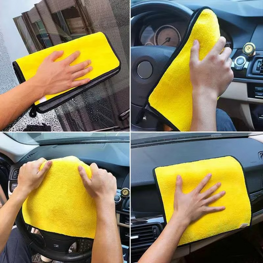 Thickened Microfiber Car Wash Towel | Super Absorbent Yellow Cleaning Cloth for Drying & Polishing | 30/40/60cm Sizes