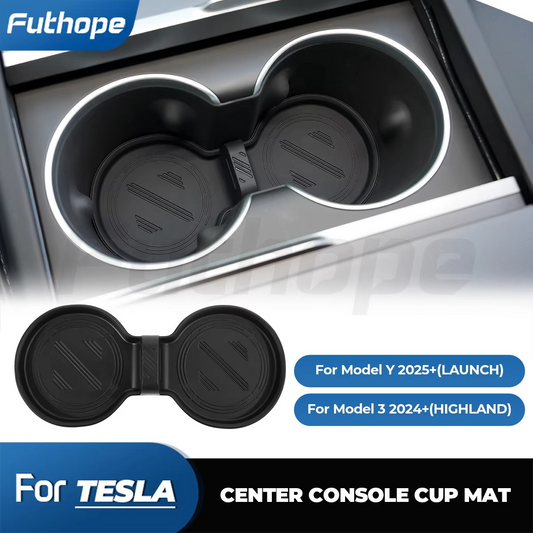 Futhope Silicone Water Cup Holder Mat | Interior Decoration for Tesla Model Y, Model 3 Highland & Juniper Launch