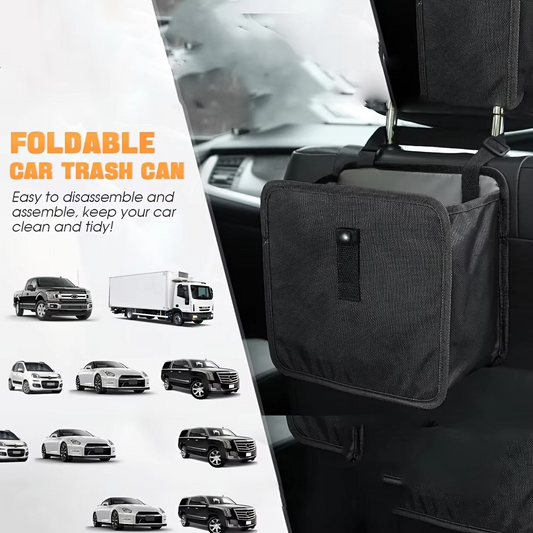 Foldable Car Trash Can | Large Capacity Hanging Waterproof Storage Bin | Leakproof Car Interior Accessory