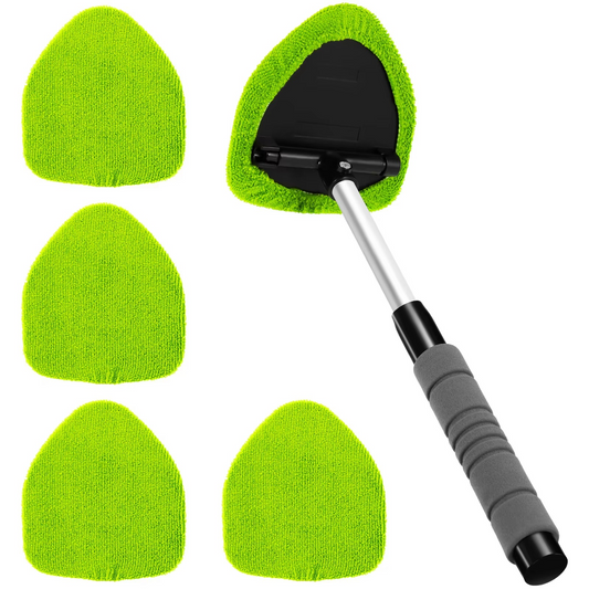 Car Windshield Cleaner with 18.5" Adjustable Handle | 180° Rotating Head & Absorbent Cleaning Pad for Interior & Exterior Windows