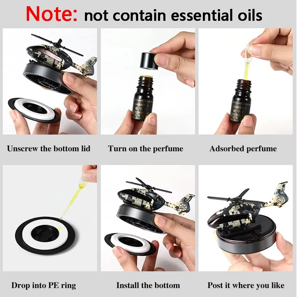 Solar Powered Helicopter Car Air Freshener – Rotating Propeller Perfume Diffuser & Interior Decoration