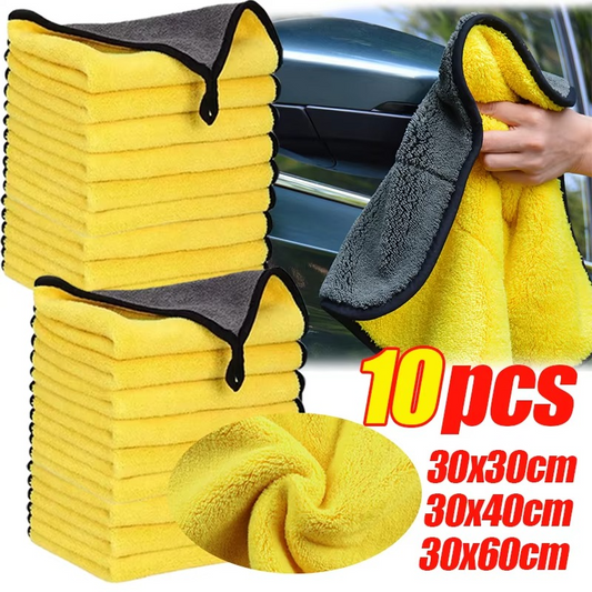 Thickened Microfiber Car Wash Towel | Super Absorbent Yellow Cleaning Cloth for Drying & Polishing | 30/40/60cm Sizes