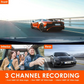 3-Channel 4K UHD Car DVR Dash Cam | Triple Lens GPS Dash Camera with Inside Cabin Recording & Video Registrator