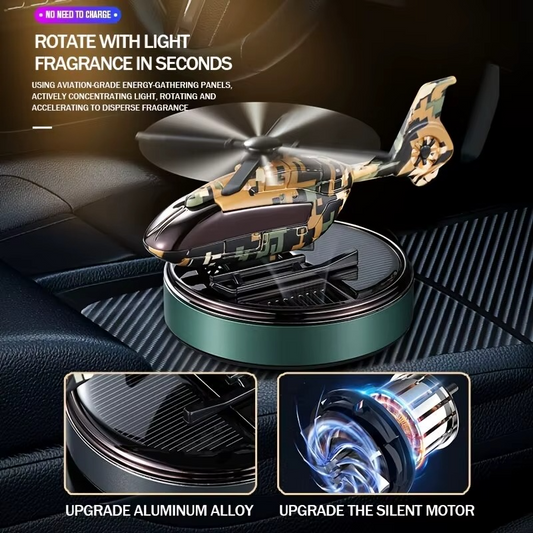 Solar Powered Helicopter Car Air Freshener – Rotating Propeller Perfume Diffuser & Interior Decoration