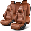 Brown Leather Car Seat Covers – Complete Set with Front, Rear & Headrests