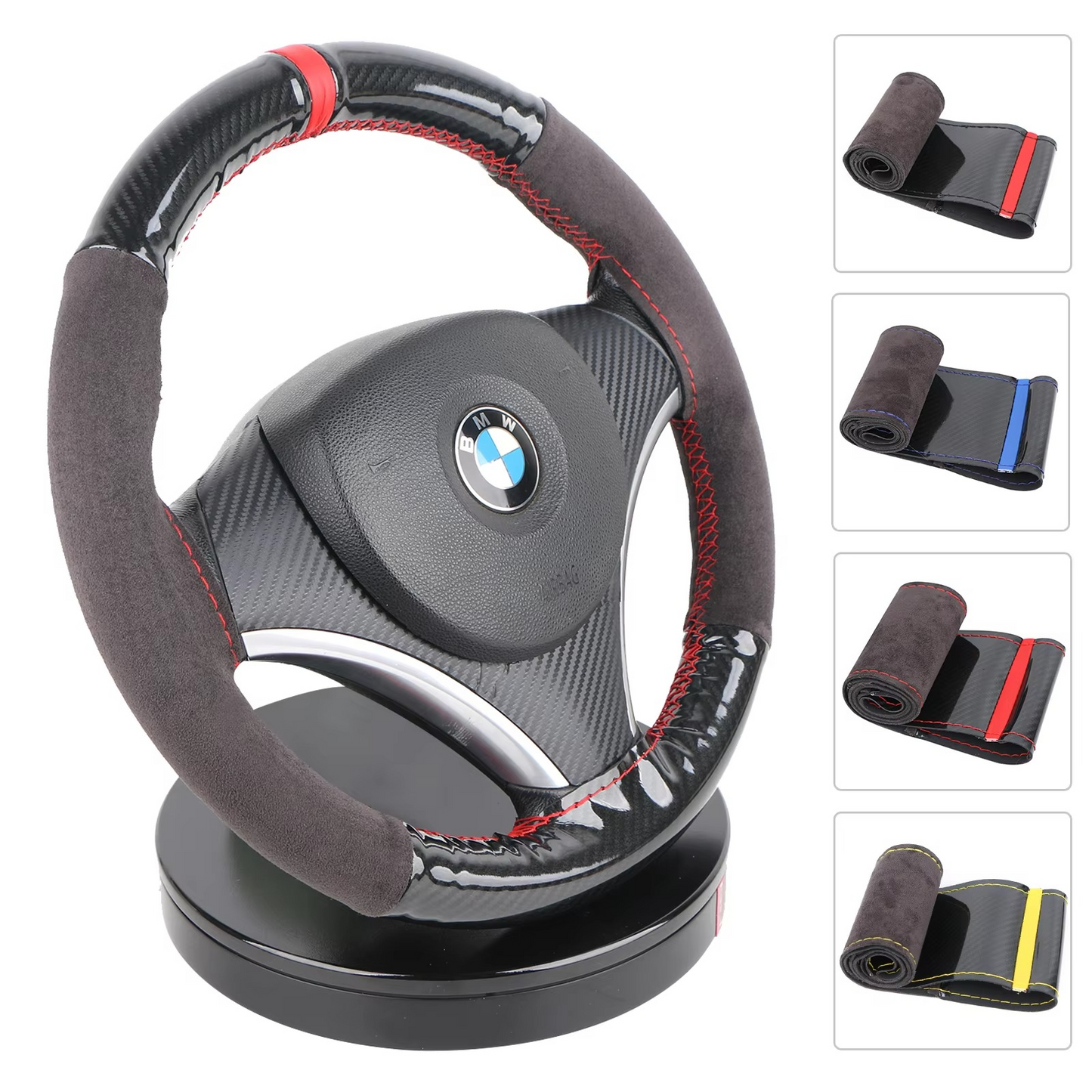 DIY Hand-Sewing Carbon Fiber Leather Steering Wheel Cover  Universal Fit