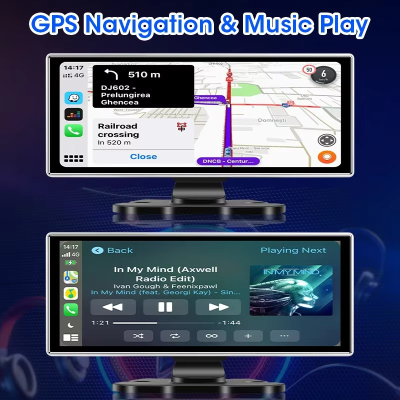4K Dash Cam with Wireless CarPlay 10/11.26"