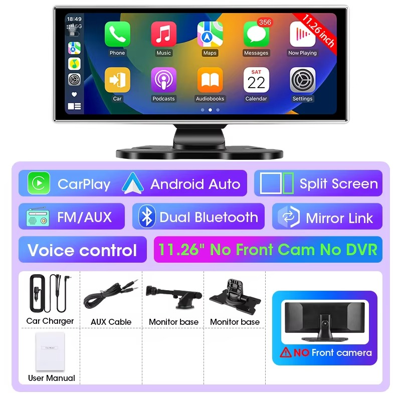 4K Dash Cam with Wireless CarPlay 10/11.26"