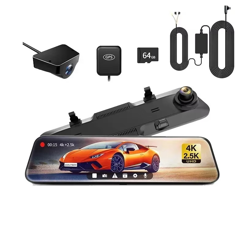 WOLFBOX G900 12” 4K + 2.5K Mirror Dash Cam with GPS