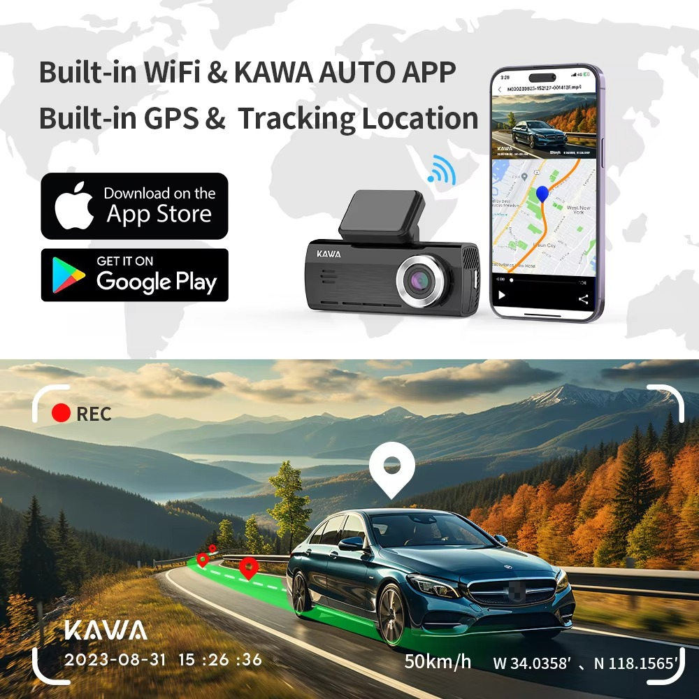 KAWA 4K Dash Cam with Sony IMX415 Sensor WiFi & Voice Control