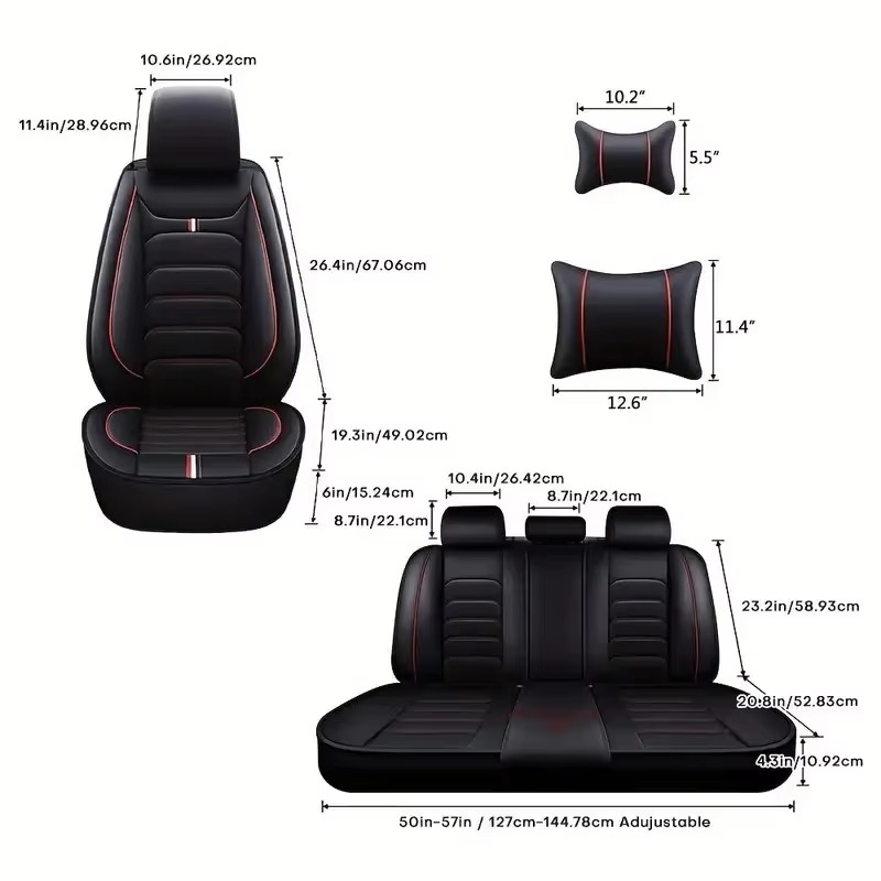 Universal 5-Seat Faux Leather Car Seat Covers Full Set & Waterproof