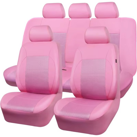 Pink Leather Car Seat Covers – Universal Fit with Airbag Compatibility