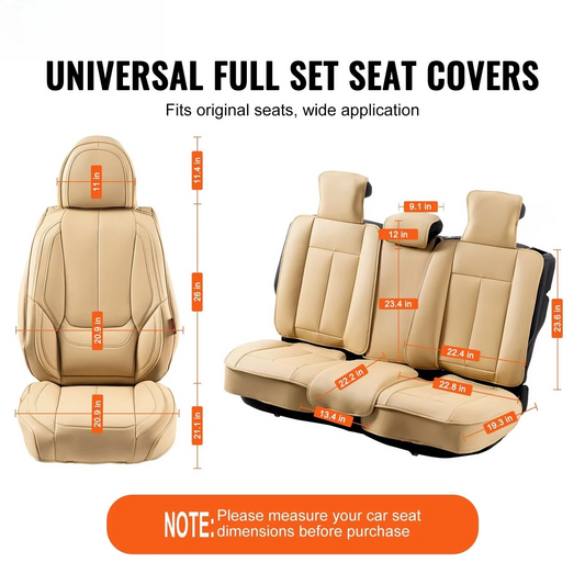 Universal Faux Leather Car Seat Covers – Full Set with Enclosed Design