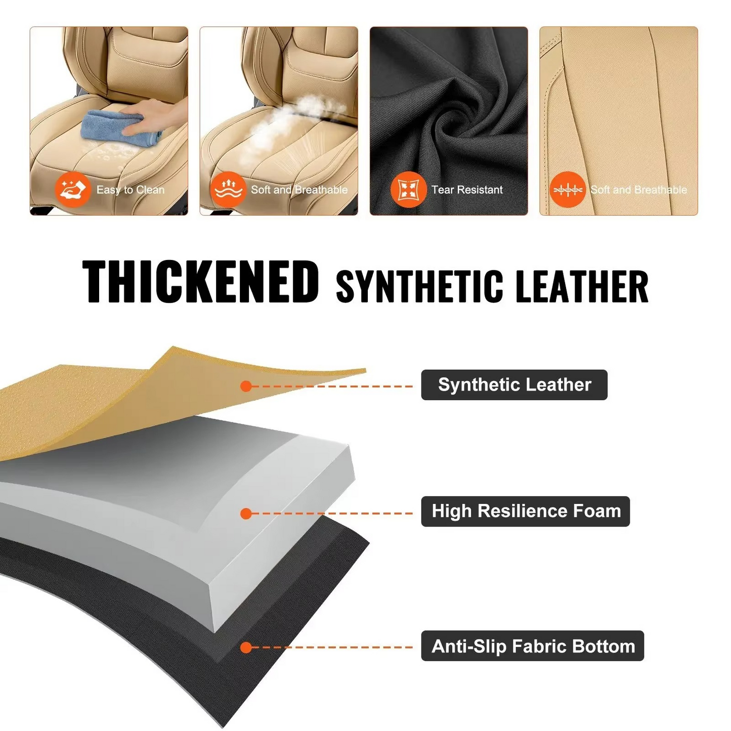 Universal Faux Leather Car Seat Covers – Full Set with Enclosed Design