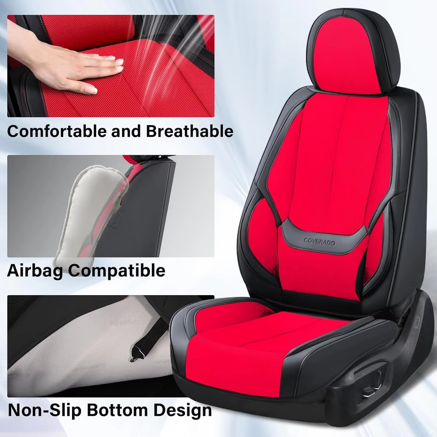 5-Seat Universal Car Seat Covers – Breathable Fabric & Leather