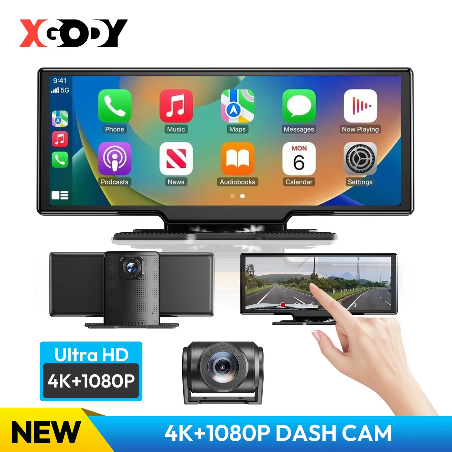 10.26" 4K CarPlay Dash Cam Touchscreen  Android