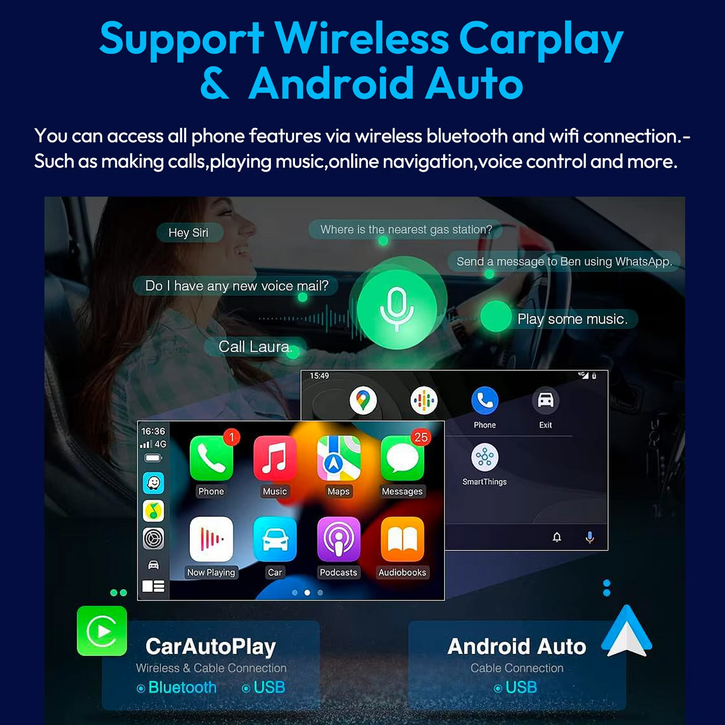 10.26" 4K CarPlay Dash Cam Touchscreen  Android