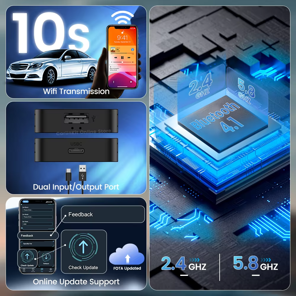 Wireless CarPlay & Android Auto Adapter 5.0