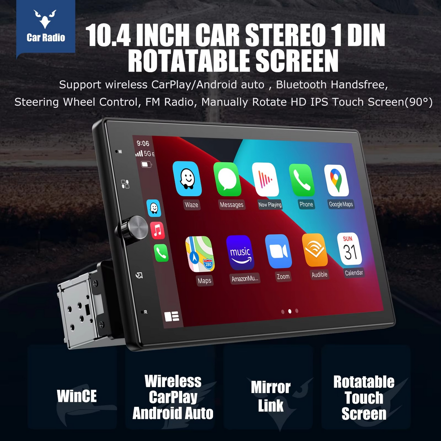 10.1 Inch Rotatable IPS Touch Screen Single DIN