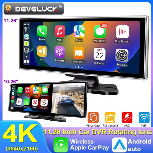 4K Dash Cam with Wireless CarPlay 10/11.26"